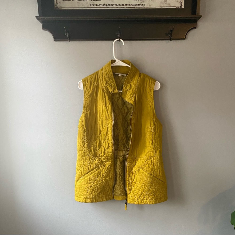 COPY - Talbots Diamond Quilted Vest Full Zip Cinch Waist Spring Outerwear